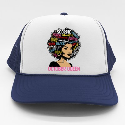 Scorpio October Queen Melanin Afro Black Birthday Great Gift Trucker Hat