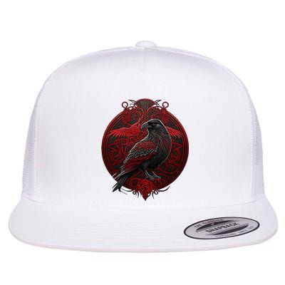 Scandinavian Odin Raven Flat Bill Trucker Hat