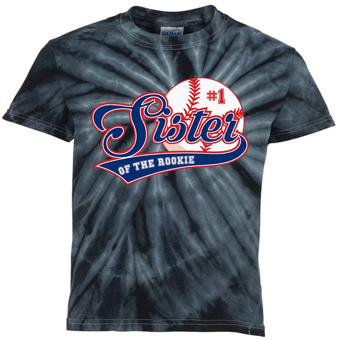 Sister of Rookie 1st Birthday Baseball Theme Matching Party Kids Tie-Dye T-Shirt