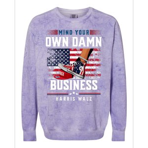 Stepping On Red Hat Mind Your Own Damn Business Harris Waltz Colorblast Crewneck Sweatshirt