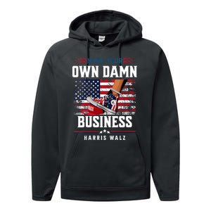 Stepping On Red Hat Mind Your Own Damn Business Harris Waltz Performance Fleece Hoodie