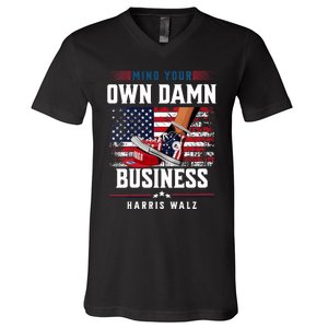 Stepping On Red Hat Mind Your Own Damn Business Harris Waltz V-Neck T-Shirt