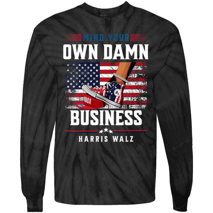 Stepping On Red Hat Mind Your Own Damn Business Harris Waltz Tie-Dye Long Sleeve Shirt