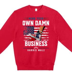 Stepping On Red Hat Mind Your Own Damn Business Harris Waltz Premium Crewneck Sweatshirt