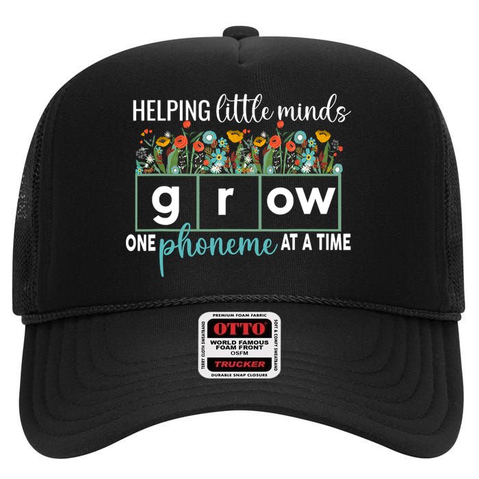 Science Of Reading Helping A Little Minds Grow Phonics Women High Crown Mesh Back Trucker Hat