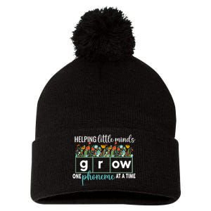 Science Of Reading Helping A Little Minds Grow Phonics Women Pom Pom 12in Knit Beanie