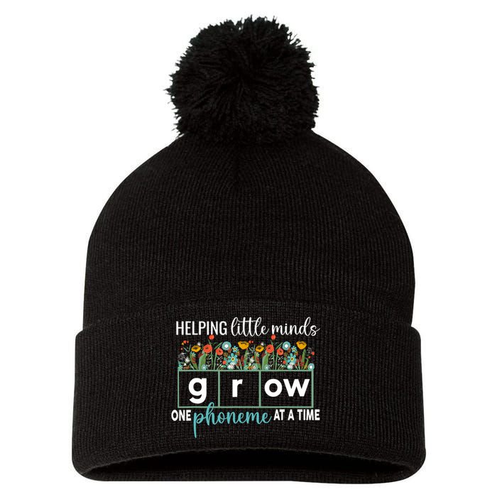 Science Of Reading Helping A Little Minds Grow Phonics Women Pom Pom 12in Knit Beanie