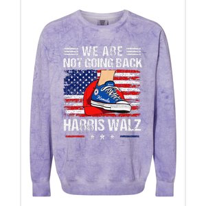 Stepping On Red Hat WeRe Not Going Back Harris Walz Colorblast Crewneck Sweatshirt