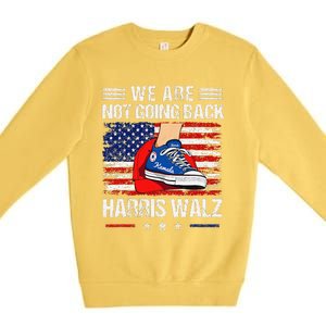 Stepping On Red Hat WeRe Not Going Back Harris Walz Premium Crewneck Sweatshirt