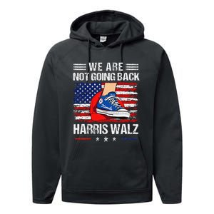 Stepping On Red Hat WeRe Not Going Back Harris Walz Performance Fleece Hoodie