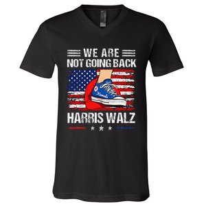 Stepping On Red Hat WeRe Not Going Back Harris Walz V-Neck T-Shirt