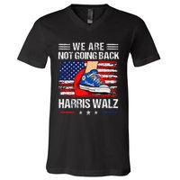 Stepping On Red Hat WeRe Not Going Back Harris Walz V-Neck T-Shirt