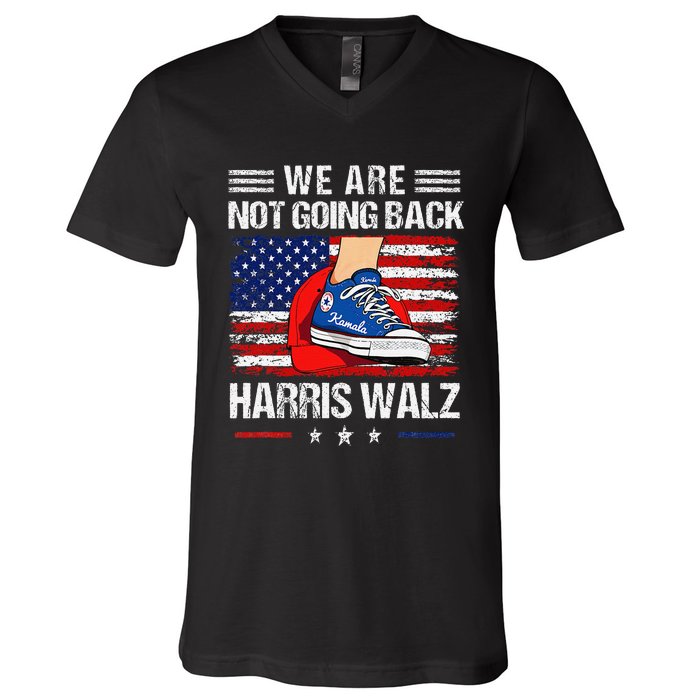 Stepping On Red Hat WeRe Not Going Back Harris Walz V-Neck T-Shirt