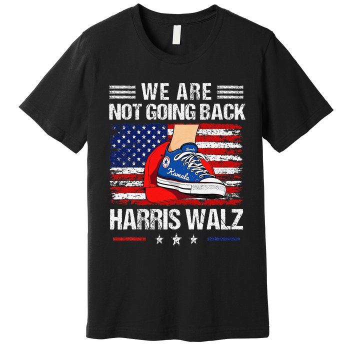 Stepping On Red Hat WeRe Not Going Back Harris Walz Premium T-Shirt