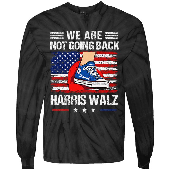 Stepping On Red Hat WeRe Not Going Back Harris Walz Tie-Dye Long Sleeve Shirt