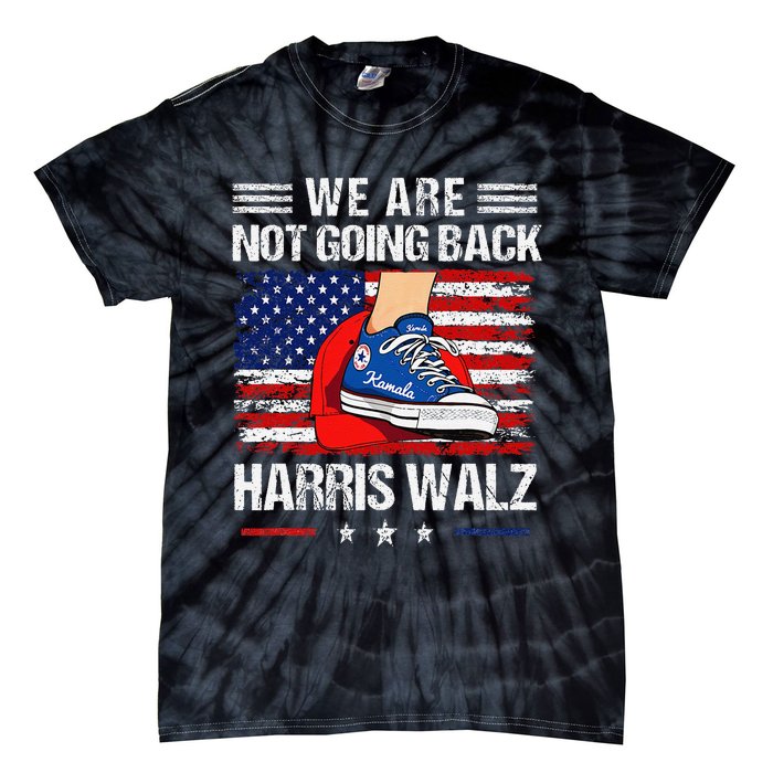 Stepping On Red Hat WeRe Not Going Back Harris Walz Tie-Dye T-Shirt