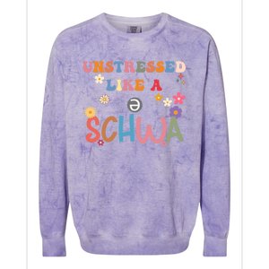 Science Of Reading I Want To Be A Schwa ItS Never Stressed Funny Gift Colorblast Crewneck Sweatshirt