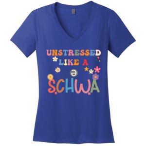 Science Of Reading I Want To Be A Schwa ItS Never Stressed Funny Gift Women's V-Neck T-Shirt