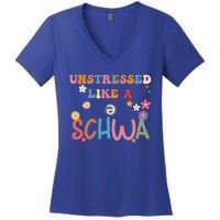 Science Of Reading I Want To Be A Schwa ItS Never Stressed Funny Gift Women's V-Neck T-Shirt