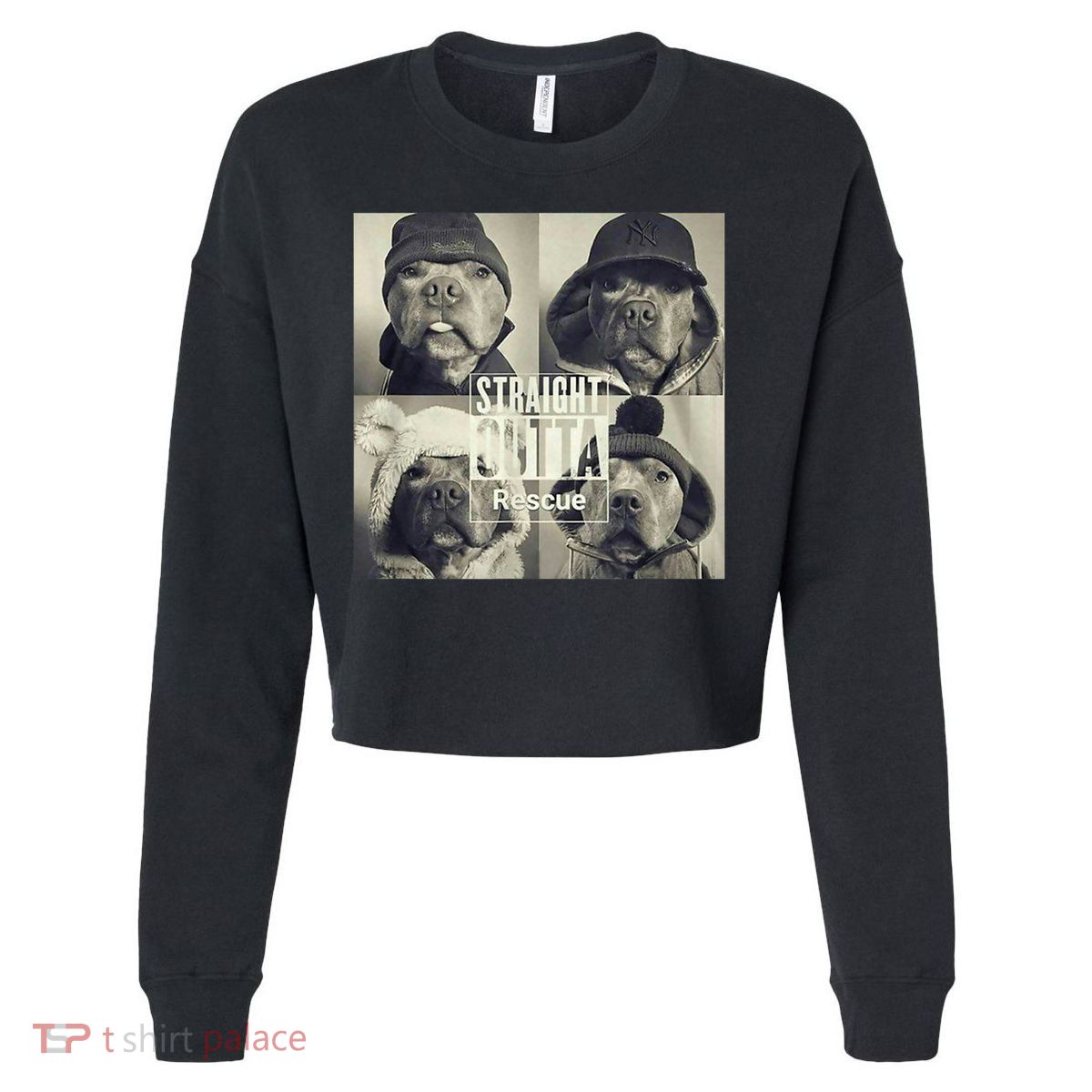 Straight Outta Rescue Pitbull Cropped Pullover Crew