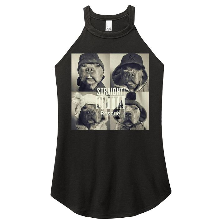 Straight Outta Rescue Pitbull Women's Perfect Tri Rocker Tank