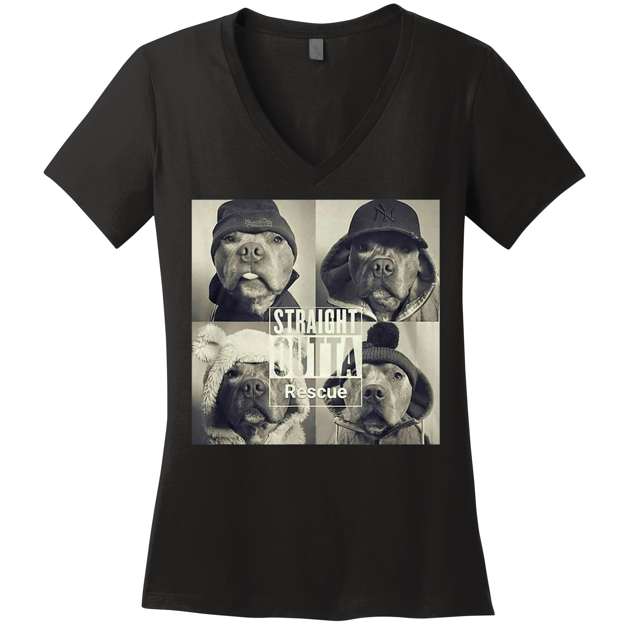 Straight Outta Rescue Pitbull Women's V-Neck T-Shirt