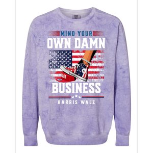 Stepping On Red Hat Mind Your Own Damn Business Harris Waltz Colorblast Crewneck Sweatshirt