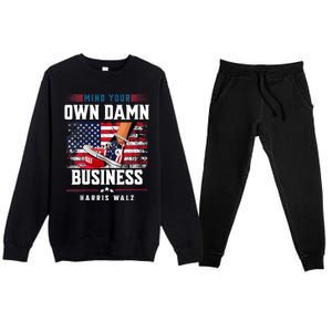 Stepping On Red Hat Mind Your Own Damn Business Harris Waltz Premium Crewneck Sweatsuit Set