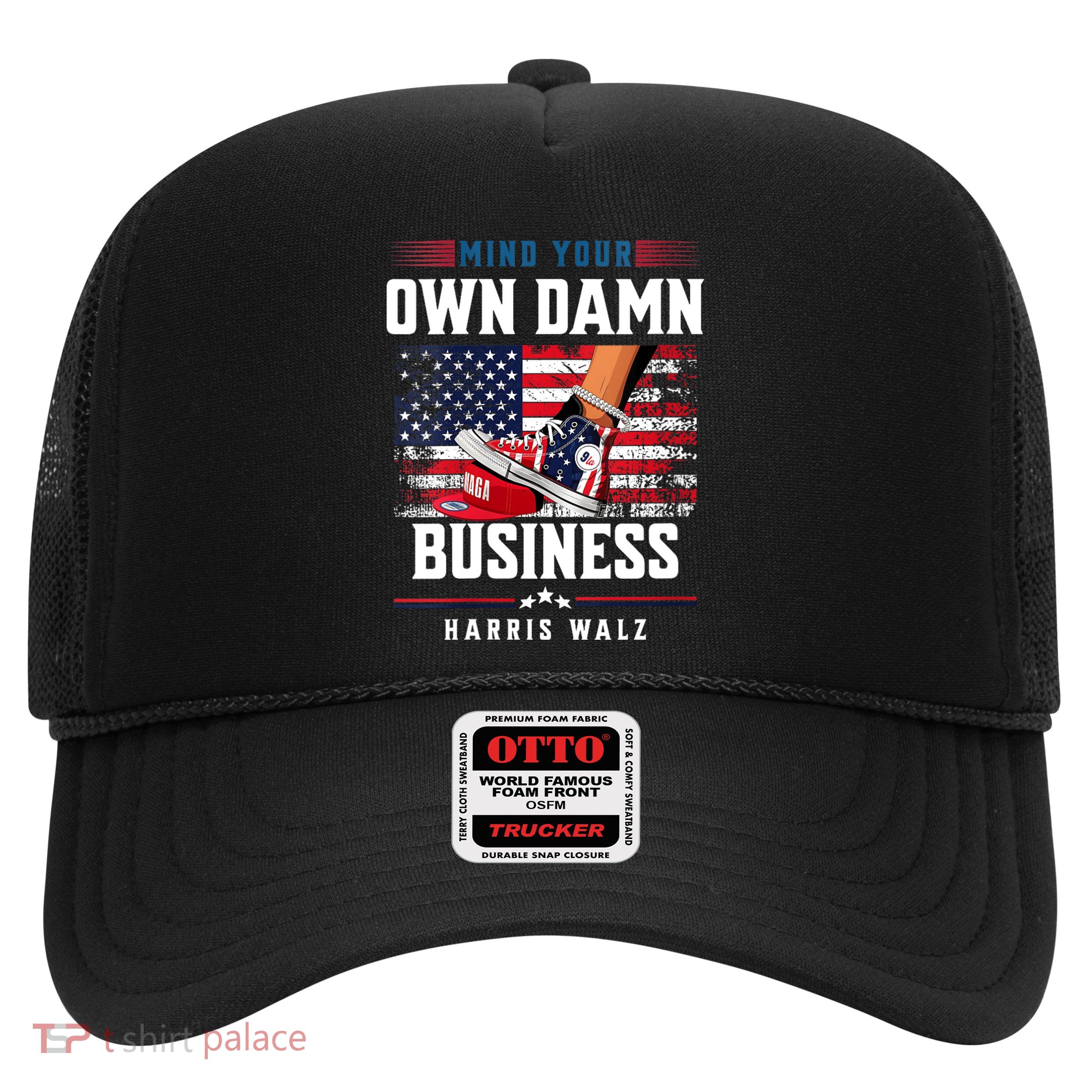 Stepping On Red Hat Mind Your Own Damn Business Harris Waltz Trucker Hat