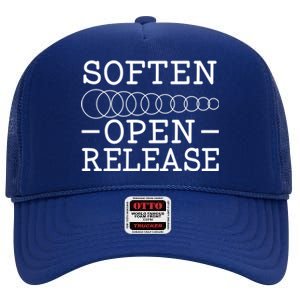 Soften Open Release Doula Birth Coach Pregnancy Labor Funny Gift High Crown Mesh Back Trucker Hat