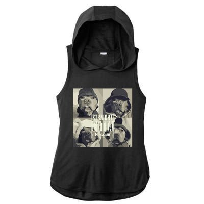 Straight Outta Rescue Pitbull Ladies PosiCharge Tri-Blend Wicking Draft Hoodie Tank