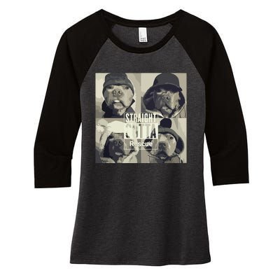 Straight Outta Rescue Pitbull Women's Tri-Blend 3/4-Sleeve Raglan Shirt