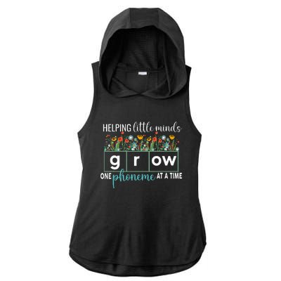 Science Of Reading Helping A Little Minds Grow Phonics Women Ladies PosiCharge Tri-Blend Wicking Draft Hoodie Tank