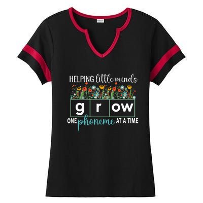 Science Of Reading Helping A Little Minds Grow Phonics Women Ladies Halftime Notch Neck Tee