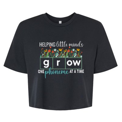 Science Of Reading Helping A Little Minds Grow Phonics Women Bella+Canvas Jersey Crop Tee