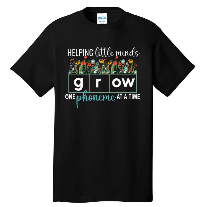 Science Of Reading Helping A Little Minds Grow Phonics Women Tall T-Shirt