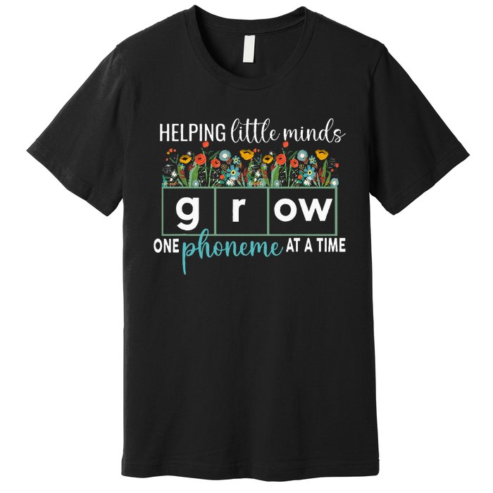 Science Of Reading Helping A Little Minds Grow Phonics Women Premium T-Shirt