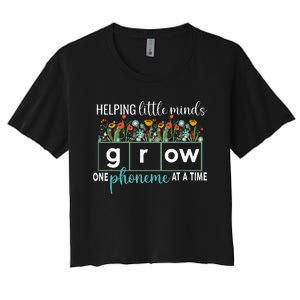 Science Of Reading Helping A Little Minds Grow Phonics Women Women's Crop Top Tee