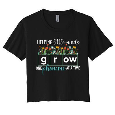 Science Of Reading Helping A Little Minds Grow Phonics Women Women's Crop Top Tee