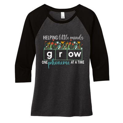 Science Of Reading Helping A Little Minds Grow Phonics Women Women's Tri-Blend 3/4-Sleeve Raglan Shirt