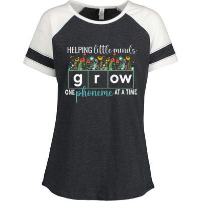 Science Of Reading Helping A Little Minds Grow Phonics Women Enza Ladies Jersey Colorblock Tee