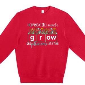 Science Of Reading Helping A Little Minds Grow Phonics Women Premium Crewneck Sweatshirt