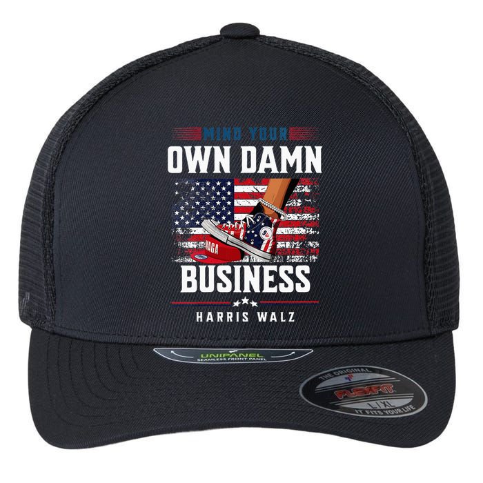 Stepping On Red Hat Mind Your Own Damn Business Harris Waltz Flexfit Unipanel Trucker Cap