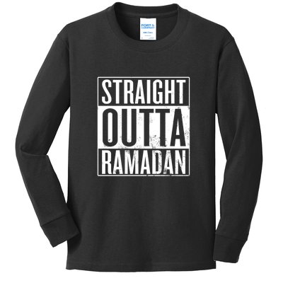 Straight Outta Ramadan Gift Ramadan Mubarak Kids Long Sleeve Shirt