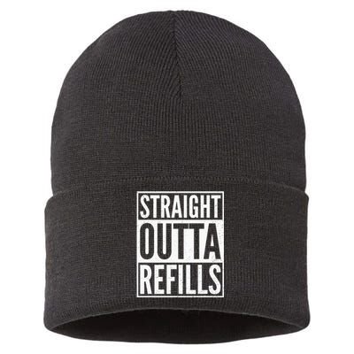 Straight Outta Refills Funny Pharmacist Pharmacy Technician Sustainable Knit Beanie