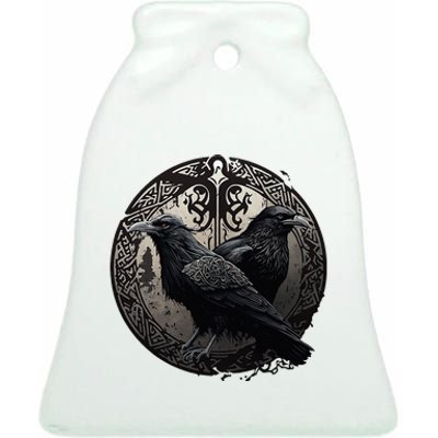 Scandinavian Odin R.A.V.E.N.S Ceramic Bell Ornament