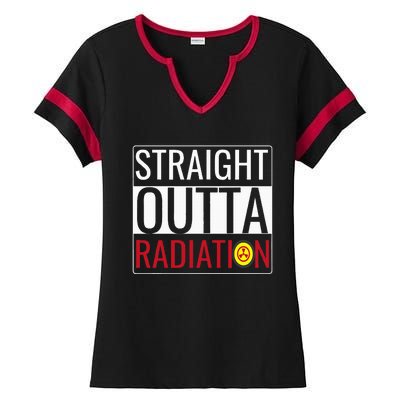 Straight Outta Radiation Chemotherapy Survivor Cancer Ladies Halftime Notch Neck Tee