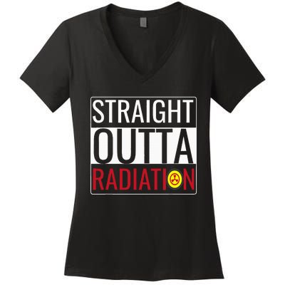 Straight Outta Radiation Chemotherapy Survivor Cancer Women's V-Neck T-Shirt