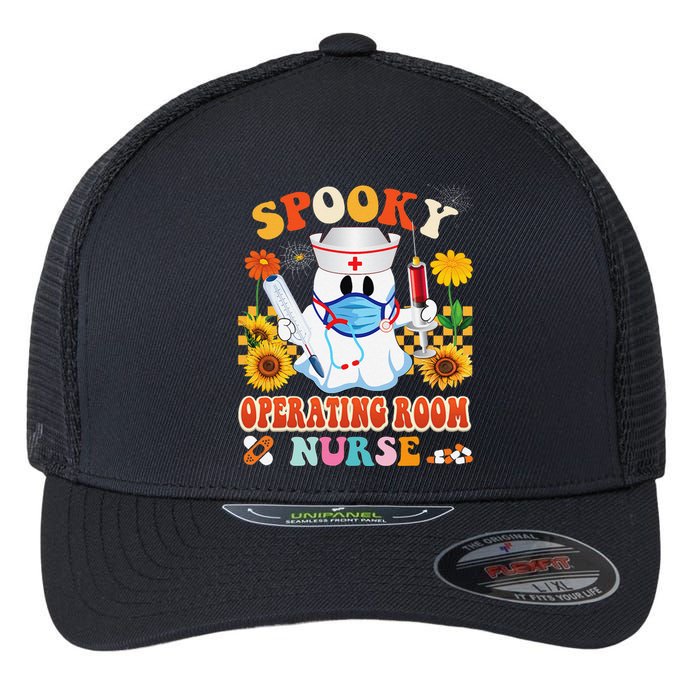 Spooky Operating Room Nurse Halloween Ghost Stethoscope Flexfit Unipanel Trucker Cap