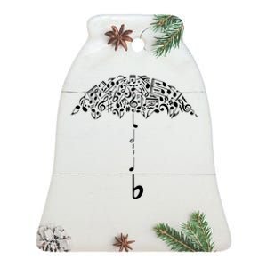 Sound Of Rain Umbrella Of Music Notes Ceramic Bell Ornament